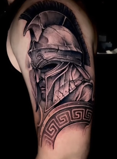 Spartan warrior shoulder tattoo